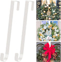 ESFUN Black Wreath Hanger for Front Door, Metal Wreath Hooks Holder Over The Door Wreath Hanger for Hanging Christmas Decorations Xmas Decor (2 Pack-White, 12 Inch)