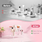 2 Packs Acrylic Display Stand Riser,3 Tier Perfume Organizer Cupcake Stand Acrylic Pop Shelves Holder,Clear Desk Display Shelf for Figure,Trinket,Collectibles,Dessert Tray Stands for Party Decor-7.9in