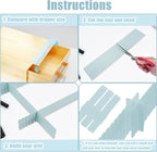 JEPELUS 8PCS Drawer Divider - 14.5in*2.7in/37cm*7cm, DIY Grid Drawer Dividers for Kitchen Bathroom Office Nursery, Plastic Drawers Separators for Socks Underwear Dresser Baby Clothes Medicines - Blue
