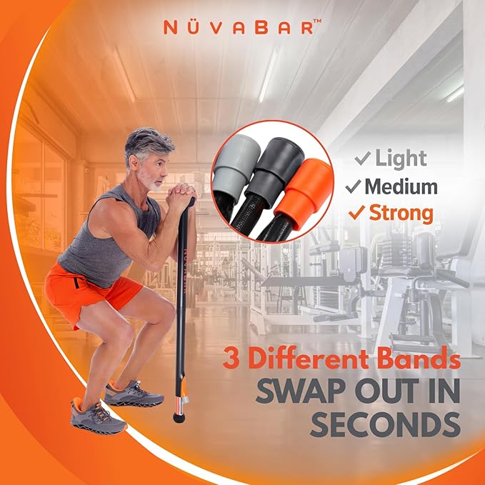 NüvaBar Portable Resistance Band Bar System – Full Body Workout Equipment for Home, Gym, Travel