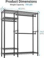 VIPEK V2C Heavy Duty Clothes Rack with Upgraded Polyester Cover, Metal Portable Closet with Adjustable Shelves & Hanging Rods, Freestanding Wardrobe Closet for Bedroom, Max Load 700LBS