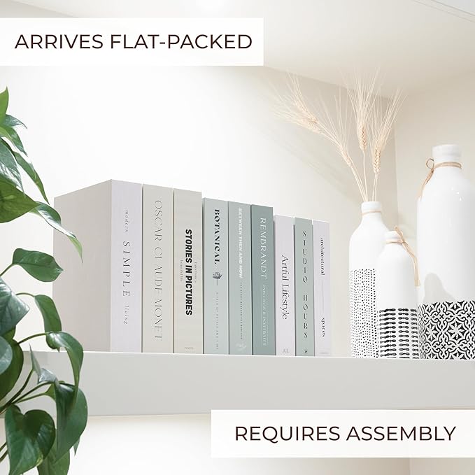 Beautiful Decorative Books - Set of 9 Boxes Enhance Your Coffee Table, Bookshelf or Mantel Shelf Decor - Aesthetic Fake/Faux Books for Modern Home Decoration, Photo Storage and as a Keepsake Box