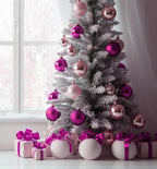 Emopeak 12Pcs Christmas Balls Ornaments for Xmas Christmas Tree - 4 Style Shatterproof Christmas Tree Decorations Hanging Ball for Holiday Wedding Party Decoration (Rose Red, 3.2"/8CM)