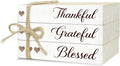 Decorative Books For Home Decor, Wood Book Stack For Table Decor, Thankful Grateful Blessed Decoration Books For Living Room Bookshelf Office, Thanksgiving Farmhouse Stacked Books Decoration (L79)