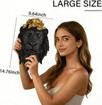 GUSFREUD Black Animal Heads Sculptures Wall Art - Resin Faux Lion for Home Wall Decor, Lion Wall Hanging Decoration for Living Room, Bedroom & Kitchen, Unique Gift Idea