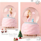 Snow Globes,Mermaid Snowglobes with Musical,LED Lights, Musical Snow Globe Music Box Color Lights