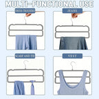 VSV stoage Velvet Pants Hangers with Double Non Slip Bar - Multiple Velvet Hangers for Closet - Thin Space Saving Clothes Hanger - 360° Swivel Felt Trouser Hanger Perchas Terciopelo 10 Pack (Grey)
