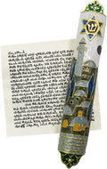 Mezuzah with Scroll for Door, Enamel&Zinc Alloy Blessing Mezuzah Case for Door, Colored Painted Mezuzha Scroll Kosher for Jewish Gifts/Jewish Decor, Christmas (Mutil Color, 1.1x6.53 in)