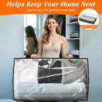 SpaceWhisper 90L Under Bed Storage Containers, 4-Pack Storage Bins with Clear Top, Foldable Closet Organizers and Storage with Label Holder for Clothing, Blankets, Comforter & Pillows (Grey)