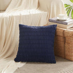 Fancy Homi 4 Packs Decorative Throw Pillow Covers for Living Room Couch Bed, Modern Farmhouse Boho Home Décor Accent Cushion Case, 20" x 20", Navy Blue
