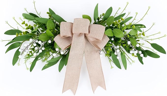 Floral Swag Artificial Green Eucalyptus Swag with Olives Leaves Mixed Berry Front Door Twigs Leaves Greenery Decorative Swag for Farmhouse Wedding Arch Party Wall Home Indoor Outdoor Holiday Decor