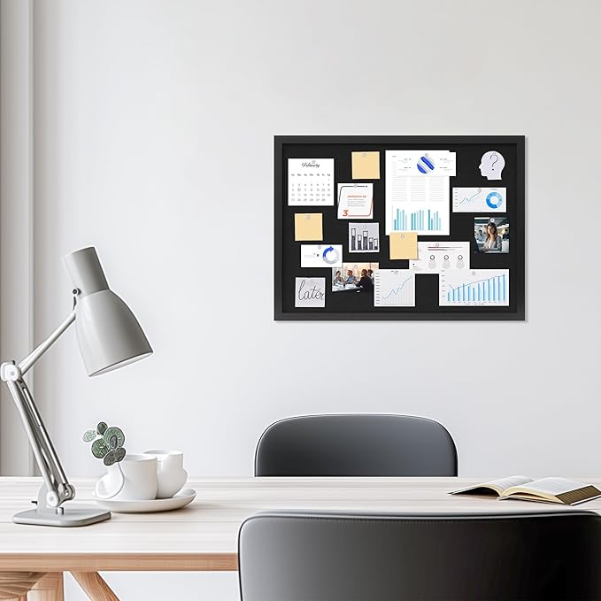 DAHAPYBOO Cork Board with Linen Black,Bulletin Board 23"x17", Corkboards for Office Home School Message Board or Vision Board Decoration.