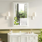 Bathroom Mirror for Over Sink,22x30Inch White Thick Anti-Rust Metal Frame, Rectangle Decorative Wall Mirror with HD Tempered Glass, Horizontal or Vertical Mount for Vanity, Bathroom,Living Room