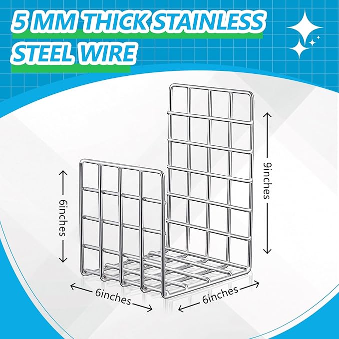 AceOrbit Metal Magazine Rack Holder, 304 Stainless Steel Metal Vinyl Record Stand Holder Record Book Stand Multipurpose Storage Display for Album Lps Magazine File Organizer Living Room Bedroom Office