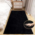 Black Fluffy Rug for Bedroom Shag Rug Washable Carpet Faux Rabbit Fur Rugs for Living Room Hallway Teen Room Décor Nursery Rugs Runner 2x6