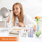 25 PCS Plastic Drawer Organizer Set, 4-Size Versatile Organizer Trays & storage Bins for Makeup, Jewelry, and Gadgets in Bathroom, Bedroom and Office,Clear White