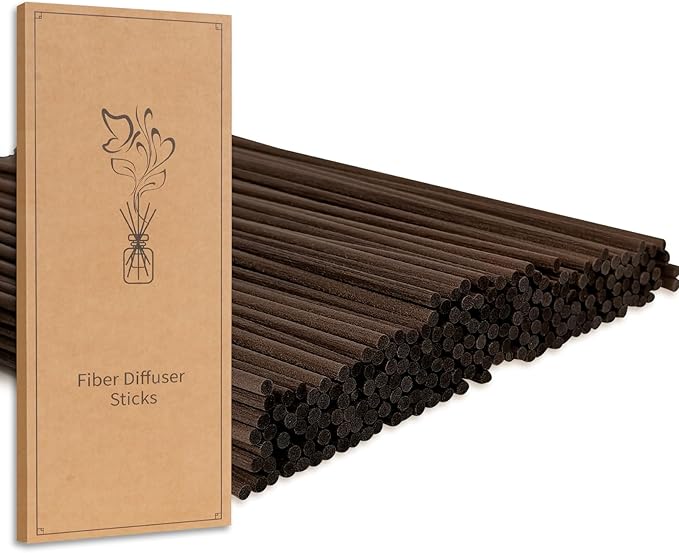 130pcs Reed Diffuser Sticks-10inch Brown Fiber Sticks Reed Sticks Essential Oil Aroma Diffuser Reeds Aroma Fragrance Refills(Brown10in/25cm)