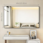 BONEWEI 30x48 inch Bathroom Mirror,Black Rectangle Mirror,Wall Mounted Bathroom Frame Vanity Mirror with Round Corner for Bedroom Living Room, Entryway Hangs Horizontal or Vertical