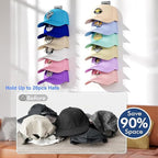 Hat Organizer for Baseball Caps 2 Pack Hat Rack for Wall with Strong Adhesive Hat Hanger Holder Display for Door Closet Hold up to 20 Hats Multilayer Ball Cap Storage Two Mounting Option