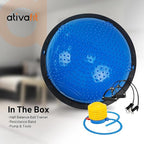 Ativafit Balance Ball Half Exercise Ball Balance Trainer Inflatable Yoga Ball for Home Gym Workouts Core Strength Fitness Half Ball with Resistance Bands, Pump, Support to 660 lbs