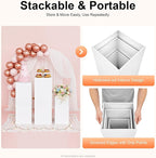 3PCs Metal Pedestal Stand, White Square Pedestal Display Plinth Pillars, Wedding Pedestals Stand Flower Display Rack Decorations, Table Pillars for Birthday Baby Shower Decor Displays ﻿