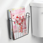mDesign Metal Wall Mount Decorative Magazine Rack Organizer Bin Holder, Basket for Living Room, Bathroom, Bedroom, Home Office - Holds Books, Newspapers, Tablets - Concerto Collection - Graphite Gray