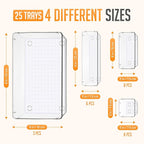 Masirs Clear Drawer Organizers Set 25 PCS – Plastic Storage Bins for Desk, Kitchen, Bathroom, Vanity – Modular, Stackable, Non-Slip Drawer Organizer Trays for Makeup, Utensils, Office Supplies