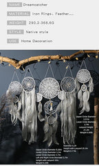 Set of 5 Large Boho Dream Catcher Wall Hanging, Native American Indian Decor, Witchy Macrame Dreamcatcher, DIY Kit for Adults and Kids, Vintage Wall Decor for Bedroom and Wedding