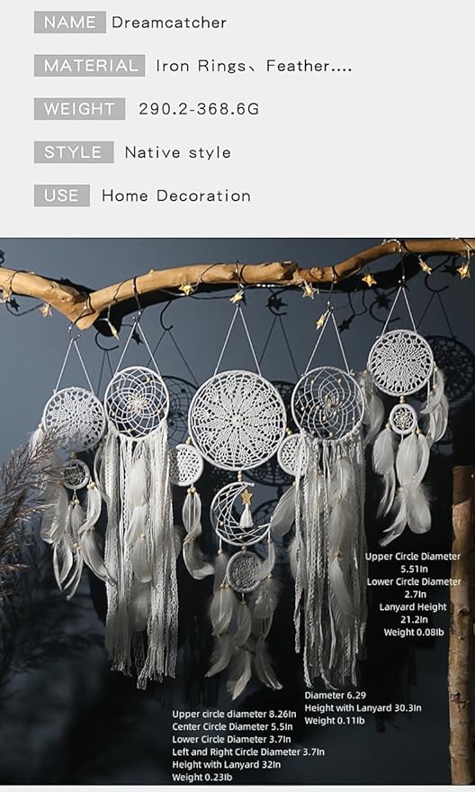 5 Pack Bohemian Ornaments,Dreamcatcher Gift Boho Native American Decor, Handmade Dreamcatcher for Girls, Boys, Adults, Kids Room,Witchy Gifts (Purple)