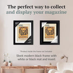 Creative Picture Frames 5.5 x 8.5 Magazine Theatre Show Frame with Full-Strength Glass, Holds Up To A 1/4" Thick Media with Installed Hangers for Easy Mounting, 8x10 Black Frame with White Mat