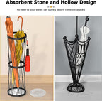Invech 23 Inch Metal Umbrella Holder with Soak Stone and Hooks, Umbrella Stand for Entryway Indoor Outdoor, Umbrella Rack Storage for Home, Office, Hotel