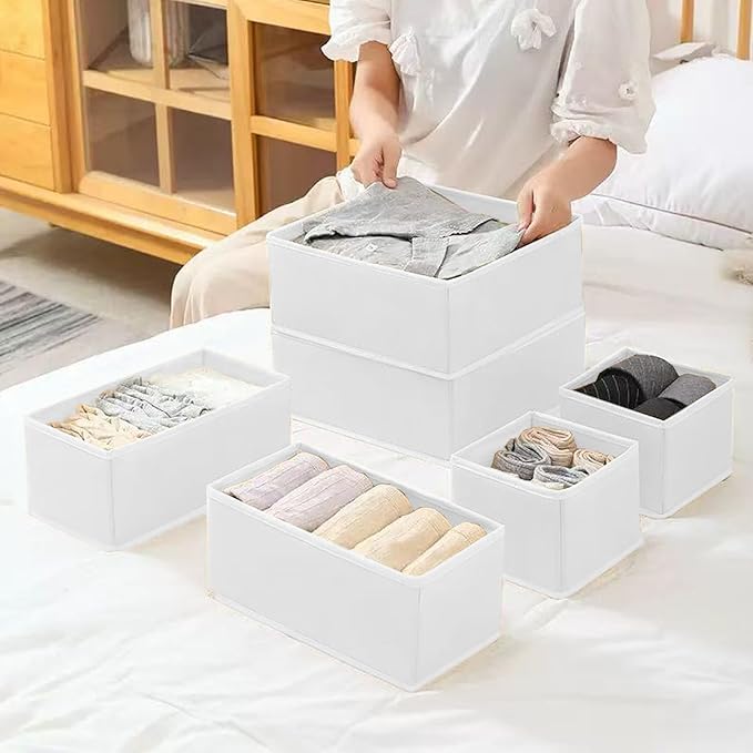 Drawer Organizer Clothes,12Pcs Dresser Drawer Organizers Foldable Closet Organization and Storage Dividers for Clothing,Underwear, Sock, Baby Closet Organizer (White)