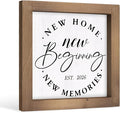 Wooden New Home New Beginnings New Memories Sign, 2026 House Warming Gifts Ideas for Homeowner, Apartment Housewarming Decorations for Indoor Table Shelf Wall Art Tiered Tray Mantel Entryway