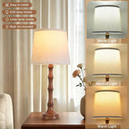 Lamps Set of 2 Modern Farmhouse Table Lamp Bedside Reading Lamps Living Room End Tables Set Lamps for Night Stands Bedroom Night Lamp,High 27 Inch,Brown,With Fabric Lamp Shade,Bulb Not Included