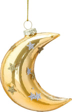 Joiedomi Christmas Moon Ornaments, Glitter Blown Glass Moon Decorations for Tree Hanging Ornament Outdoor Christmas Decorations Indoor