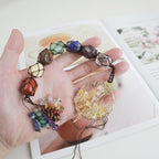 Handmade Crystal Window Car Hanging Ornaments 7 Chakra Home Decoration Feng Shui Ornament Yoga Meditation Car Decoration Tumbled Palm Stones (Style11)