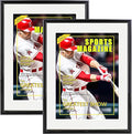 2 Packs Sports Magazine Frame Fits Measuring 8.5 x 11.25 Inch Magazine Display Frame with White Core Matting and Installed Hangers for Wall Hanging