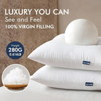 MIULEE Throw Pillows Inserts, Pack of 2 14x14 Inch 100% Virgin Fiber Filling Bed Couch Pillows