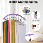 Legging Organizer for Closet, Metal Yoga Pants Hanger w/Rubber Coated 4 Pack w/10 Clips Hold 40 Leggings, Hangers Space Saving Hanging, Closet Organizers and Storage-Purple