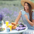 Lavender Metal Truck with Lavender Bouquet Farmhouse Vintage Mini Metal Truck Pickup Farm Tiered Tray Decor for Farmhouse Country Home Elegant Purple Pickup Table Decorations