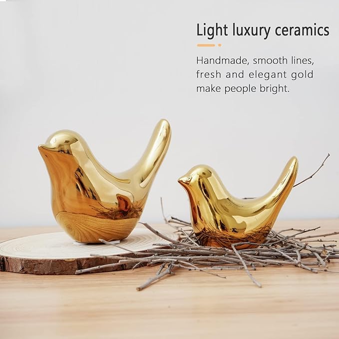 Notakia Gold Home Decor Small Birds Statues Modern Style Decorative Ornaments for Living Room Decor, Bedroom, Office Desktop, Cabinets (2Pcs Gold Birds)