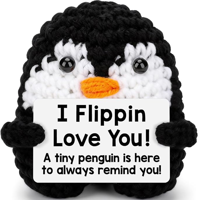 Belatelove Inspirational Positive Crochet Penguin - Funny Cute Little Reminders Cheer Support Mental Health Penguin Mother's Day Cute Birthday Graduation Gifts for Women Men Coworkers College Friends