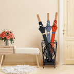 Dualplex Umbrella Holder Umbrella Stand Rack Metal Entry Hallway Décor w/Removable Drip Tray for Home Office Holds Umbrellas Canes Walking Sticks 16" Tall (Square, Antique)