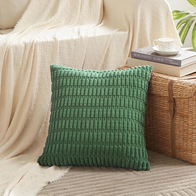 Fancy Homi 4 Packs Decorative Throw Pillow Covers for Living Room Couch Bed, Modern Farmhouse Boho Home Décor Accent Cushion Case, 18" x 18", Green