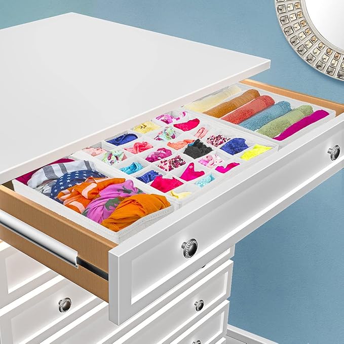 Sorbus® Set of 4 Foldable Drawer Dividers, Storage Boxes, Closet Organizers, Under Bed Organizer (White)
