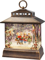 Christmas Snow Globe Lantern Water Glittering Lantern with 8 Songs & 6H Timer Romote Control Christmas Snow Globes USB & Battery Operated for Christmas Festival Decorations Gifts (Christmas Carol)