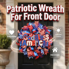 Patriotic Wreaths for Front Door, 250 Anniversary Decorations 4th of July Decorations Outdoor, Handcrafted Memorial Day Wreaths, Festival Celebration USA Flag Printed Wreath (D)