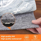 Non-Slip Rug Pads 7 x 9ft, 100% Waterproof Extra Large Area Rugs Non Skid Rug Pad for All Floors and Finishes Durable Hardwood Floor Protective Felt Keeps Rugs in Place, Safe and Secure