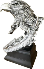 H&W Silvery Bald Eagle Figurines - The USA's National Emblem - Resin Statue Decoration for Home/Study/Living Room, Great Collectible Figurines, Best Gift for The Man, Silvery (HH17-D9)