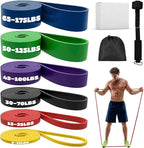 Resistance Bands Set with Door Anchor, Multi-Levels Pull Up Assistance Bands, Exercise Bands for Working Out, Stretching, Muscle Training, Physical Therapy (Men/Women)